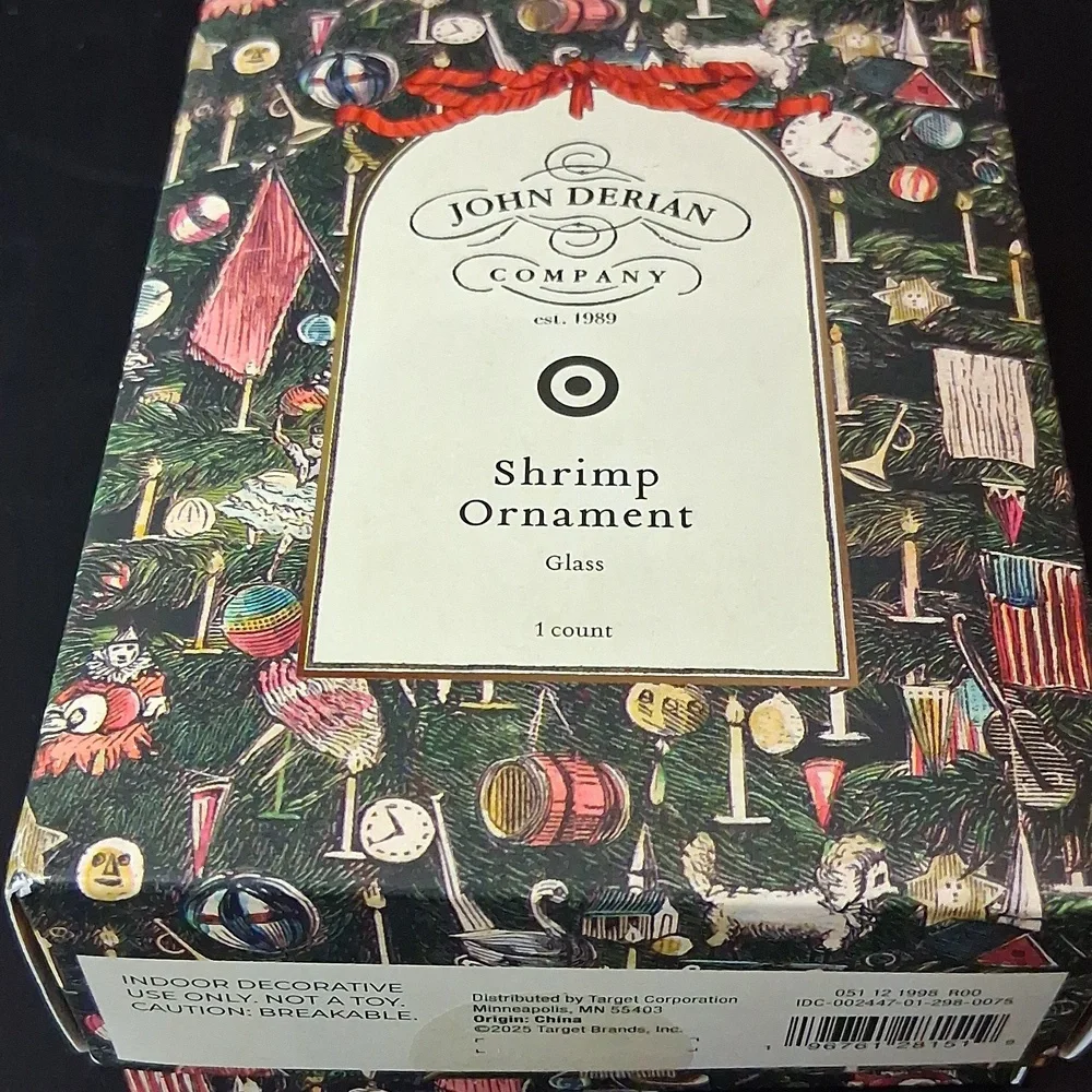 JOHN DERIAN for Target SHRIMP 4" Glass Ornament Christmas Holiday 2025 NEW  Box - Picture 2 of 4